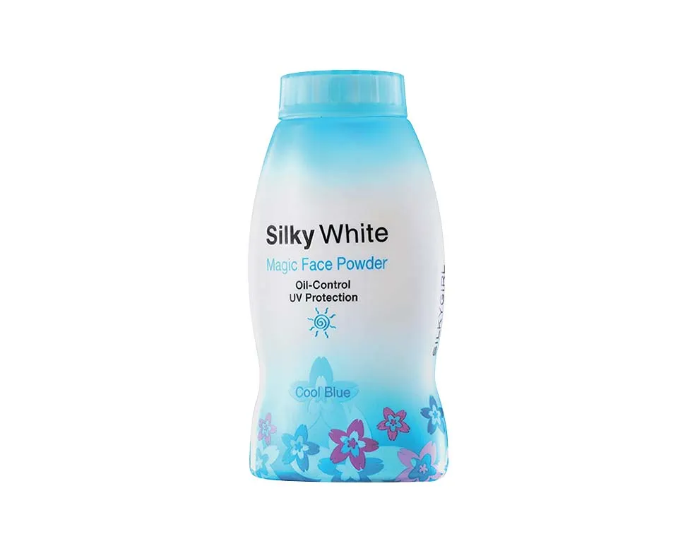 Silky White Magic Oil-Control UV Protection Face Powder - Cool Blue